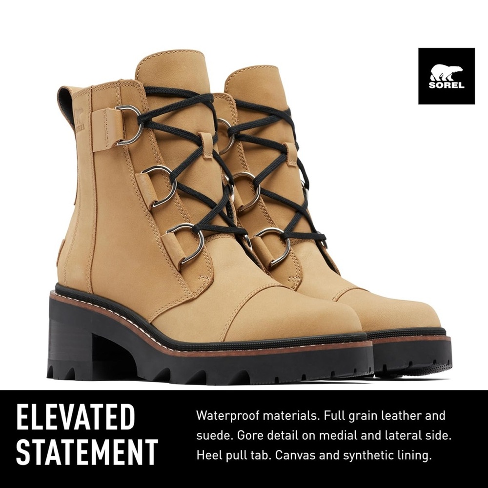 Sorel Tan Lace Up Boots with Chunky Sole